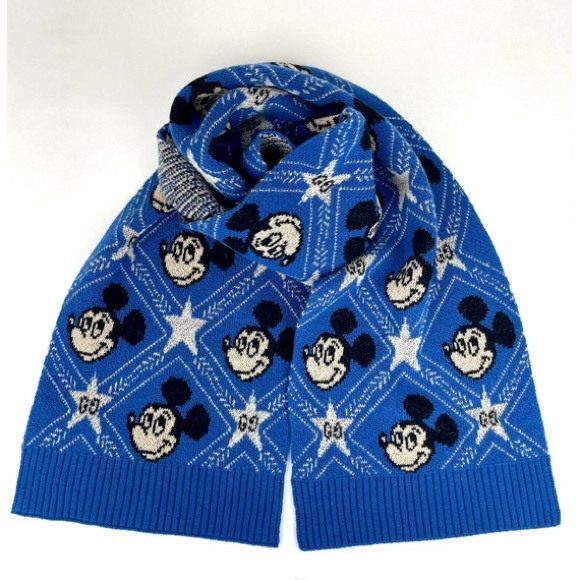 NEW Gucci Mickey Mouse Wool Scarf Blue - Picture 2 of 7